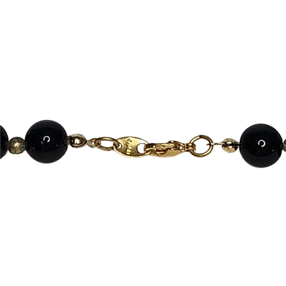 Black & Gold Beaded Necklace | 18” Vintage Statement Piece - Picture 5 of 8